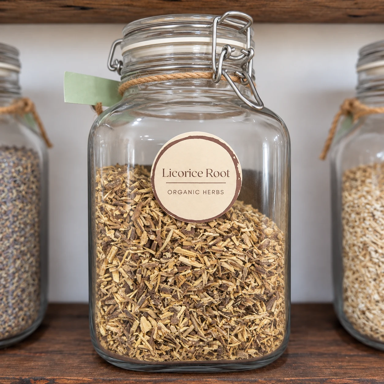 Liquorice root in its glass display jar - enhanced shop photograph