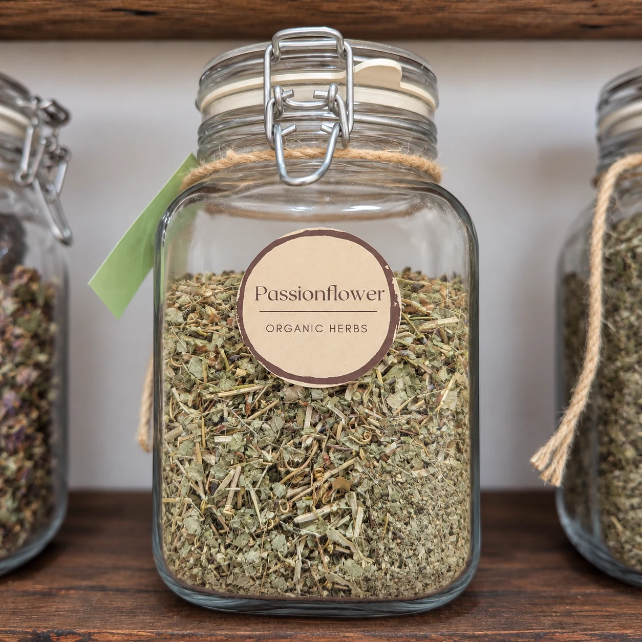 Passionflower in its glass display jar - enhanced shop photograph